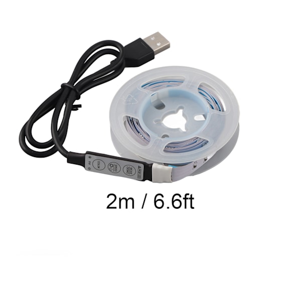 LED RGB-listremsa med 5V knappkontroll, färgskiftande USB-driven listremsa för sovrum 2m / 6,6ft