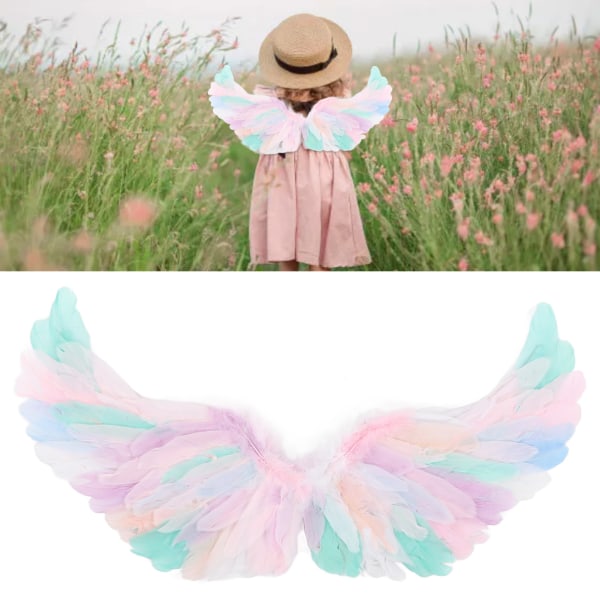 3 Pcs Set Feather Wing Costume Colorful Angel Headband Wand Feather Wing Set for Cosplay Type 1