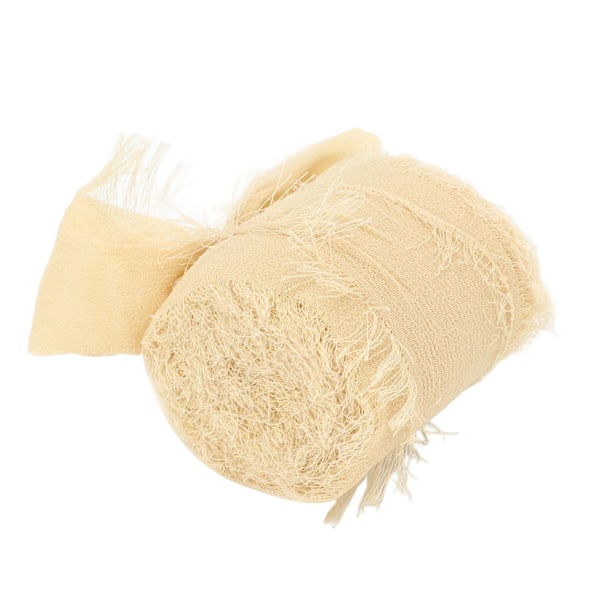 Frans Chiffon Silkeband Ren Färg Handgjord Bukettband Handfärgat Bärbart Chiffonband för Bröllop DIY Hantverk Beige