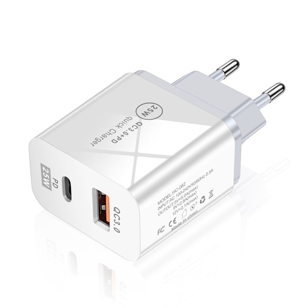 Bärbar Reseladdare, 25W PD & QC Stöd Typ C Laddare, Universell Kompatibilitet för Smarta Enheter, Smart Chip-skydd, Kompakt