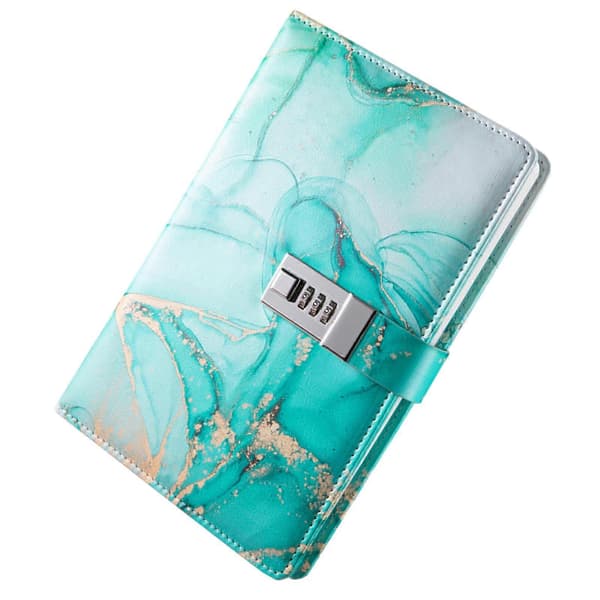 Diary with Lock Personal PU Leather Journal Notebook Lockable Diary Boys Turquoise