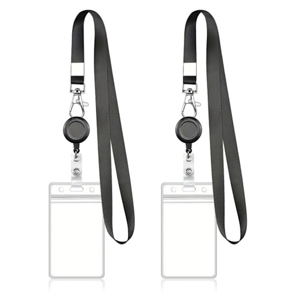 Kryssningsband med ID-kortshållare, 2-pack Halsband med infällbar rulle & Dubbelsidig Vattentät Klar ID-brickahållare för Kryssningsfartyg -