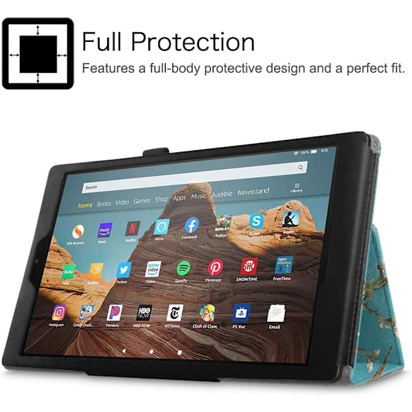 Praktiskt Ställfodral för Fire HD 10 Tablet 7:e och 9:e Generationen, 2017 och 2019 års Modeller, Ultralätt PU-läder med Skyddande Innerfoder
