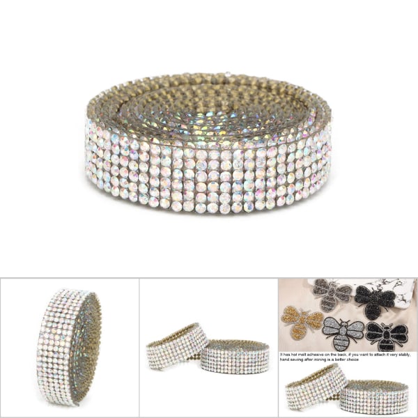 1m Rhinestone Crystal Glass Mesh Banding Strykejern på Applikasjon Brudekjole Sko Trim (AB Farge)