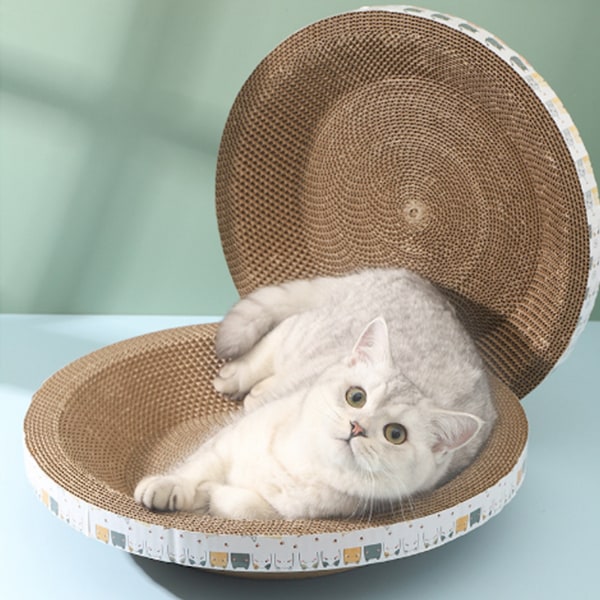 Naarmunkestävä kissan raapimissängyn naarmuuntumista kestävä pyöreä aallotettu kissan raapimistyynypesä huonekalujen suojaamiseen