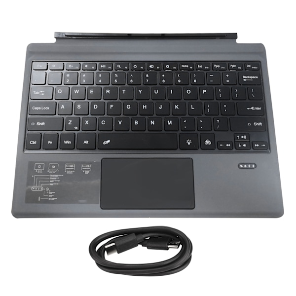 Bluetooth 5.0-anslutet tangentbord för Surface Pro-modeller, oberoende snabbtangenter, Windows 10-geststöd, 7-färgs LED-bakgrundsbelysning, för sömlös användning