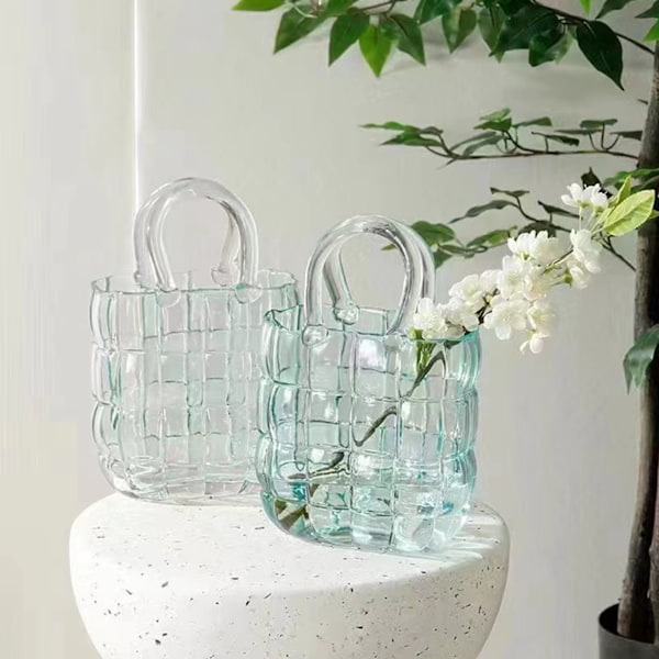 Glasvase Transparent Håndkurv Stue Blomsterarrangement Kreativ Taske Akvarium