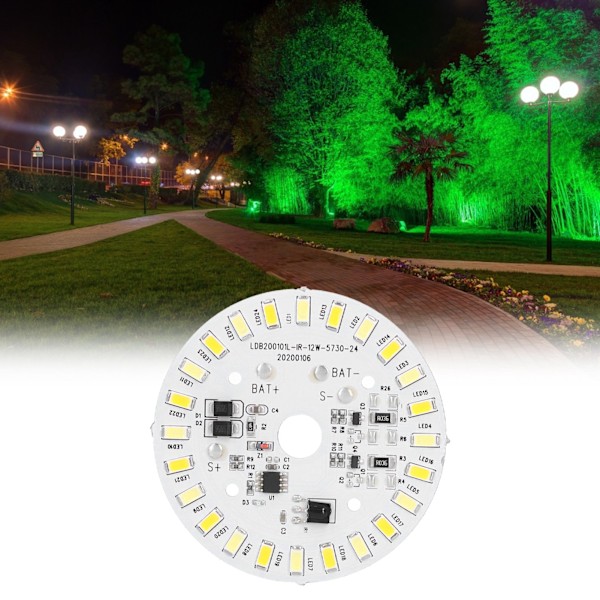 12W 24LED Taklampe Panel 3.2V/3.7V Hvit Varm Lyskilde med Fjernkontroll