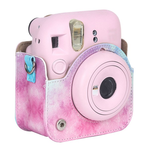 Mini Instant Camera Skyddsväska PU case med justerbar axelrem för Fujifilm Instax Mini 12 Kamera Blå Rosa
