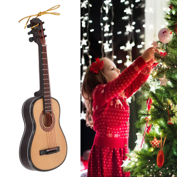 Gitarrprydnad i harts - Miniatyrgitarr - Hängande prydnader för jul, födelsedag, festival - 15 cm