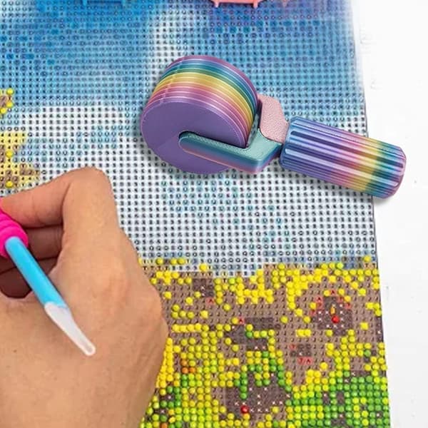 5D Diamond Art Painting Roller Tool, 3D-printet gradientfarvet presserulle til fuld boret rhinstensbroderi, DIY-håndværkstilbehør