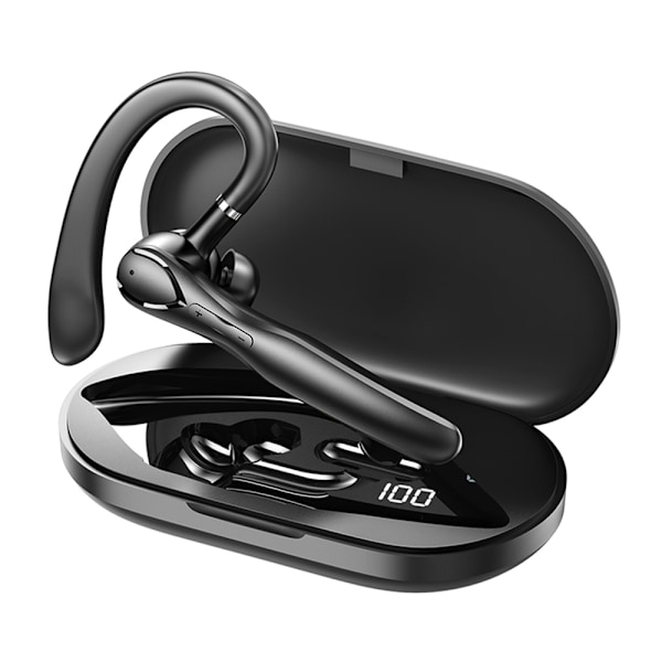 Trådlöst headset för iOS Android, Bluetooth V5.3 brusreducerande hörsnäcka med roterbar mjuk gummiarm för bilkörning/kontor, 15 timmars samtalstid, 100Mbh