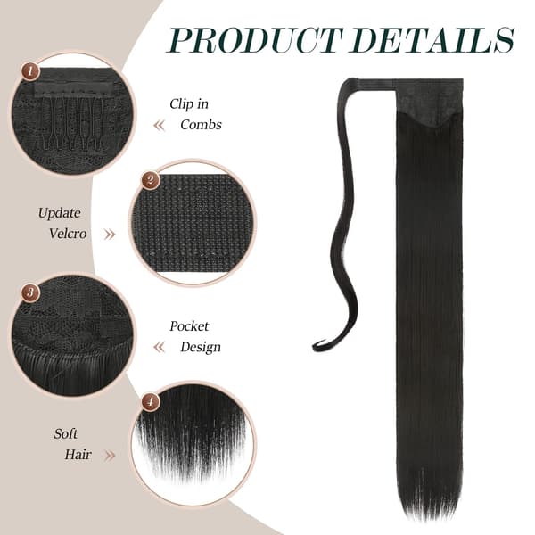 Long Ponytail Extension, Straight Synthetic Braid Hair Extension
