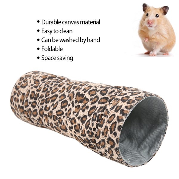 Husdjurstunnel 2-vägs Hamsterlek Tunnel och Rör med Leopardmönster för Små Djur 2-vägs