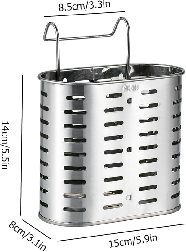 Bestikafdrypper i rustfrit stål med 2 rum, holder til spisepinde og bestik
