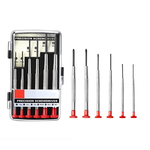 Good Design Precisionsverktygssamling, svartstål multifunktionskit, 6 delars miniatyrskruvmejselset för elektronikreparation, brett utbud av