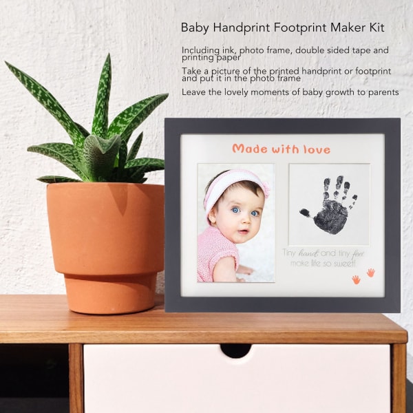 Baby Håndavtrykk Fotavtrykk Maker Kit Fotoramme Svart Blekk Baby Fotavtrykk Keepsake Kit Nyfødt Avtrykk Sett Svart Fotoramme