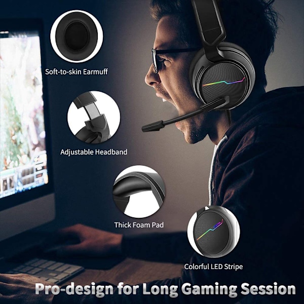 Revolutionerande gamingheadset med avancerat chipset för sömlös anslutning, vrid-för-att-tysta-mikrofon för omedelbar tystnad, DTS Headphone:X Spatial