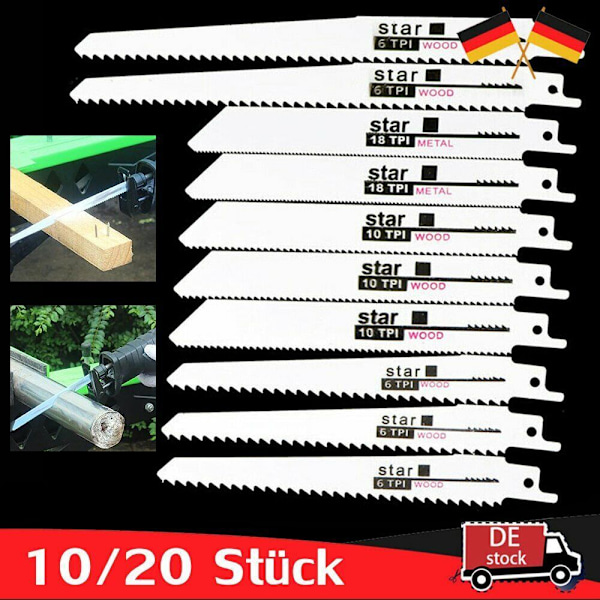 10/20x Tigersågklingor Tigersågklingor Tigersågset för Trä Metall Plast 10/20x Tigersågklingor Tigersåg