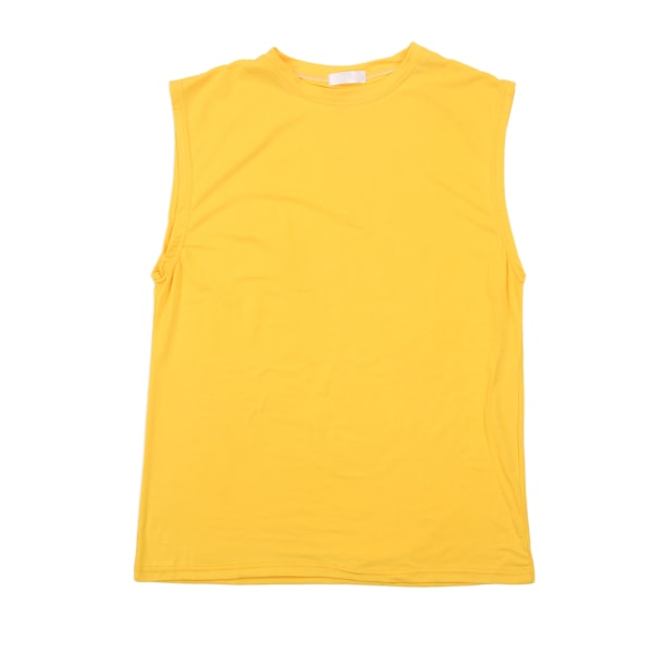 Treningstanktopp for menn, ermeløs, ensfarget muskelskjorte for kroppsbygging, trening på treningsstudio, gul, L