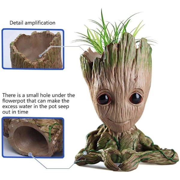 Smile Face Planter för små suckulenter, Perfekt present blomkruka med dräneringshål, Resin blomplanter för Guardians of Galaxy-fans, Eco