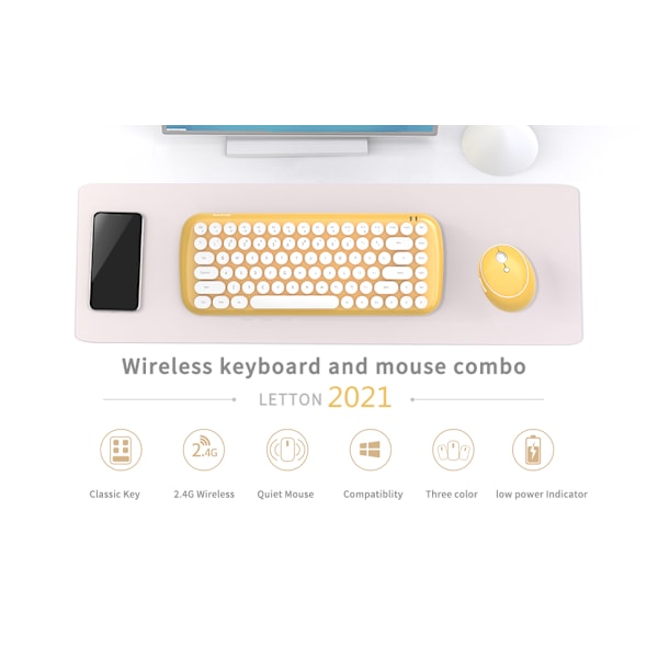 Färgglad Gradient Regnbåge Knappsats Mini Trådlöst Tangentbord Mus Set, Stabil USB-anslutningsteknik för Pålitlig Prestanda, Stilren och Kompakt för