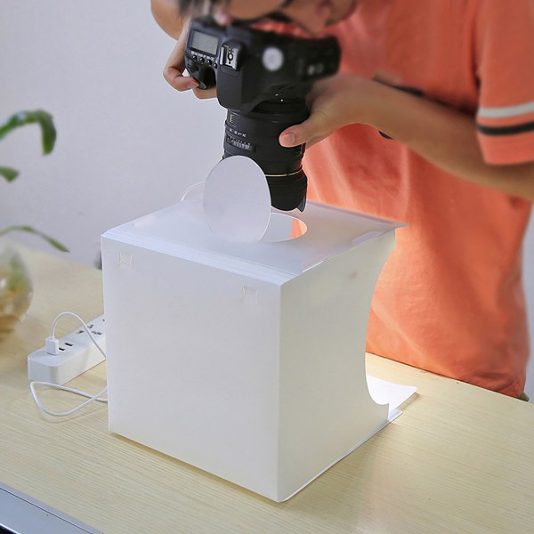 Bærbar sammenleggbar LED Studio Mini Camera Light Box Liten Hvit Fotografisk Utstyr