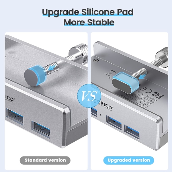 Usb 3.0 Hubb Med Justerbar Bordsklämma, Utrymmesbesparande Design För Skrivbord, PC, Bordskant, Multi Usb Port Expander Med Plug & Play Funktion,