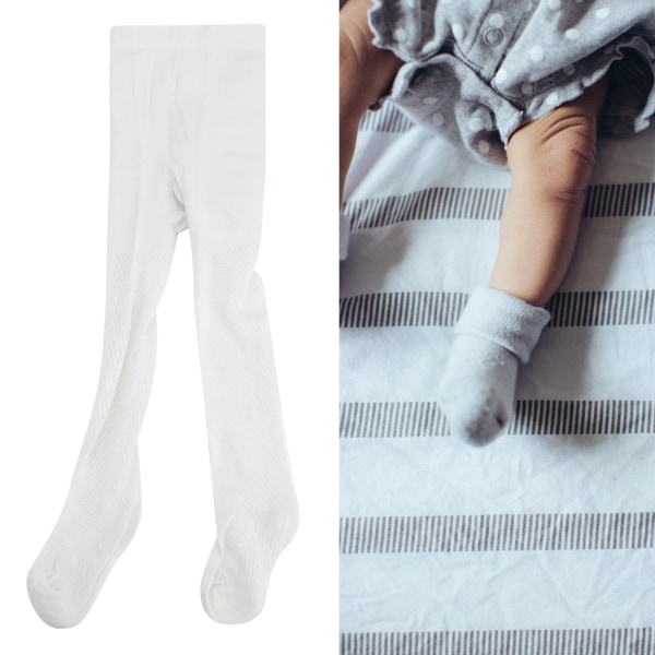 Baby Tights Leggings Cotton Soft Breathable Warm Stockings Toddler Pantyhose Non Slip(White )