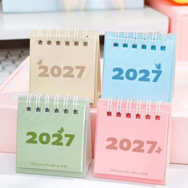 2027 Minimalistisk Stil Månedlig Skrivebordskalender Med Notesblok Til