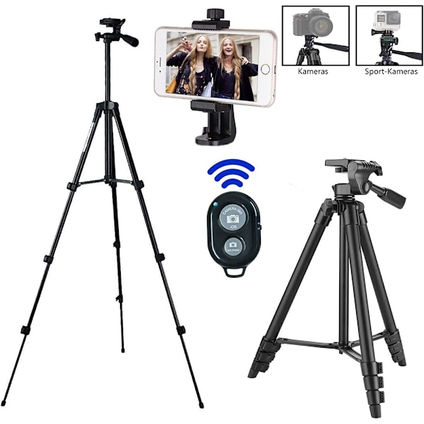 Kompakt Lättviktigt 57-tums Stativ för DSLR-kameror, Högkvalitativ Aluminiumlegeringskonstruktion Säkerställer Hållbarhet, Halkfria Gummifötter för Pålitligt Grepp,