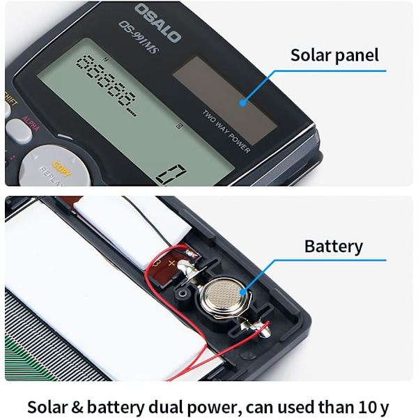 Högprecisionsvetenskaplig räknare, med 401 funktioner och 2-radig LCD-skärm för komplexa talberäkningar, ingenjörsnotation och mer,