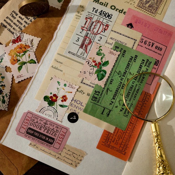 Vintage Frimärksdekaler För Retrodekoration, Scrapbookingmaterial Med Högkvalitativt Tryck, Hantverksdekaler, Dekorativa Dekaler, Perfekt För