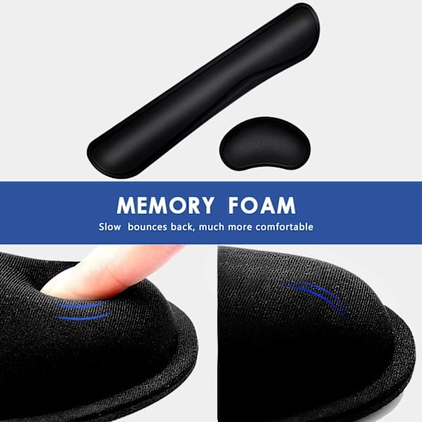 Miljövänligt handledsstöd, tangentbords handledsstöd för smärtlindring, långsam återhämtning av memory foam ger ergonomisk komfort, halkfri gummibas säkerställer