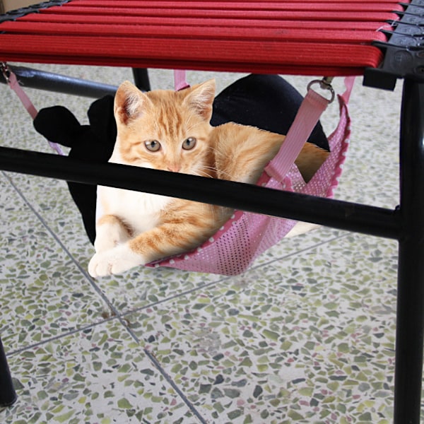 Hängande Husdjurssäng, Stabilt Stöd Andningsbar Mesh Hängmatta för Katter Hundar, Enkel Installation Under Stolar Bord, Brett Användningsområde S Kod Rosa