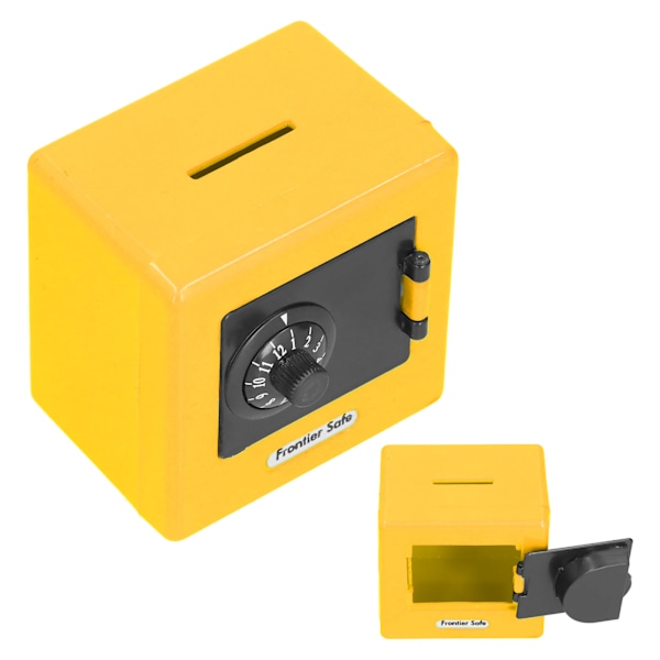 Barnepenger Oppbevaringsboks Simulering Safe Box Kodet Lås Mynt Kontant Sparebøsse for Barn Gul