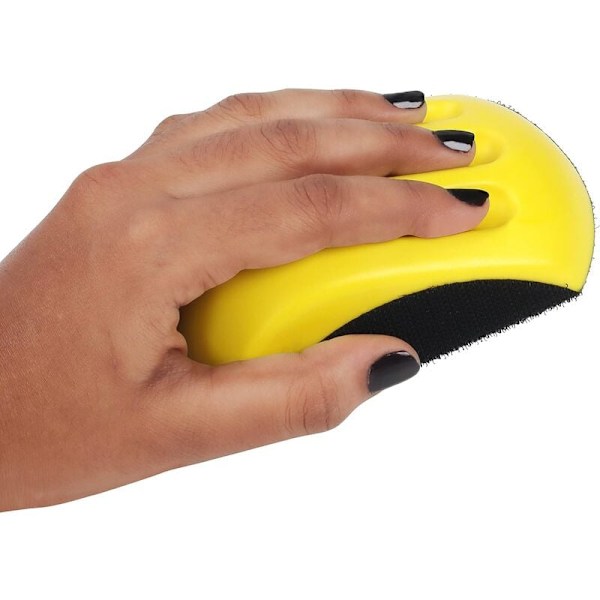 Ergonomisk slipmus handslip för kardborreskivor, flexibelt kompositmaterial med ergonomiskt utformat grepp för trämöbler