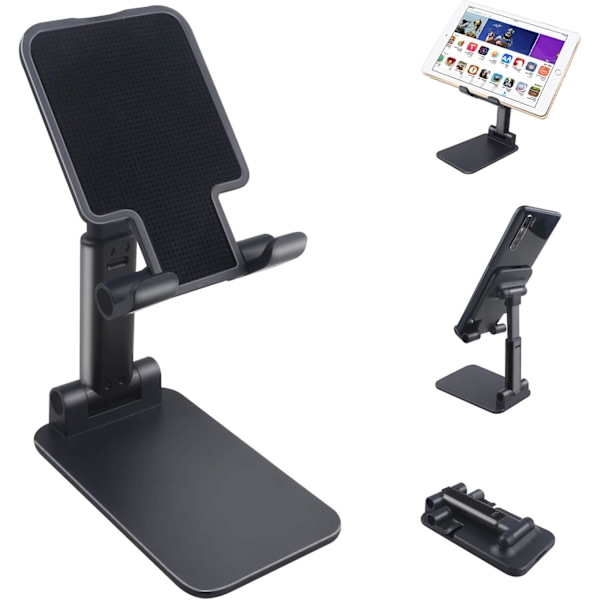 Kompakt Mobiltelefonhållare, Ergonomiskt Vikbart Ställ för Skrivbord, Säkert Halkfritt Telefonfäste för Smartphones & Små Surfplattor, 4-10,5 Tum (Fodral