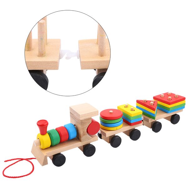 Baby Kids Tidlig Udviklingslegetøj Tog Lastbil Form Træblokke Samle Læringslegetøj