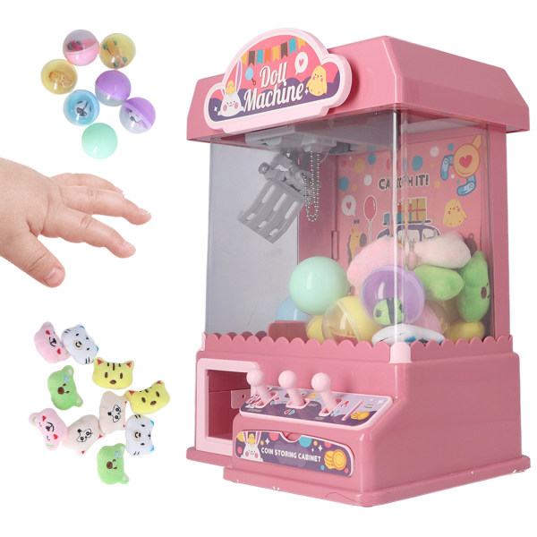 Mini Doll Grabber Machine Cool Light Musik Elektrisk Äggskal Grabber Spelleksak för Party Pink