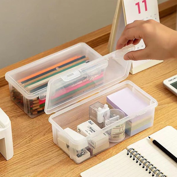 Tvådelad pennlåda i blandade färger, pennorganisatör med snäpplock för skola och kontor, multifunktionellt pennfodral för pennor,