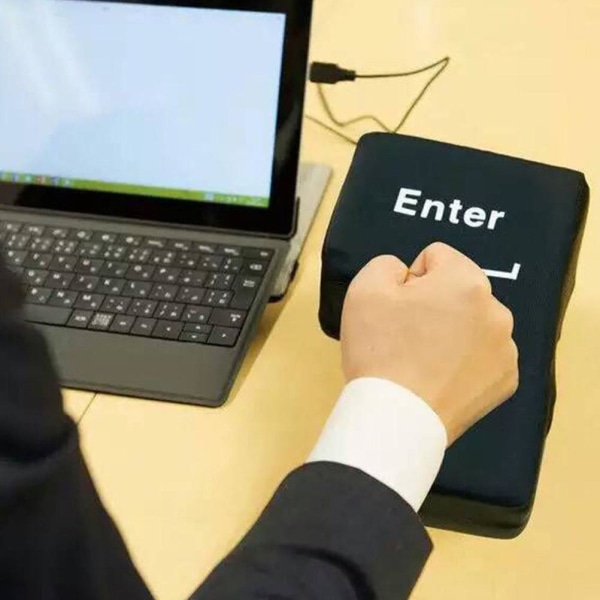 Stor Enter-knapp USB Enter-knapp Vuxenkudde tupplur Office Dekompressionskudde present till kollega och vän