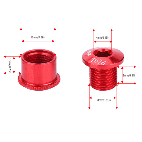 5 kpl polkupyörän ketjun ketjun pyörän pultti yhdelle kaksoisnopeukselle (punainen-7 mm)
