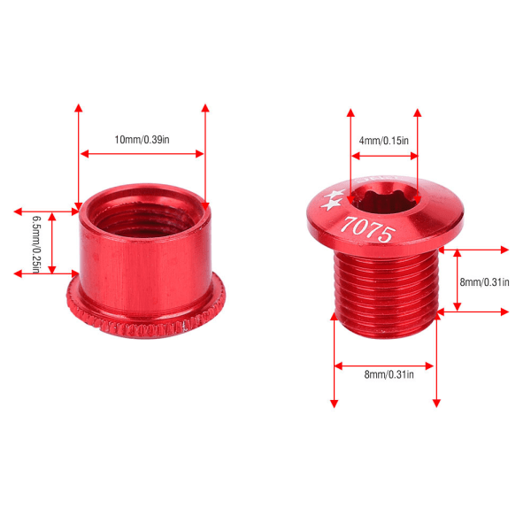 5Pcs Bicycle Bike Chainring Screw Chainwheel Bolt for Single Double Triple Speed(red-7mm)