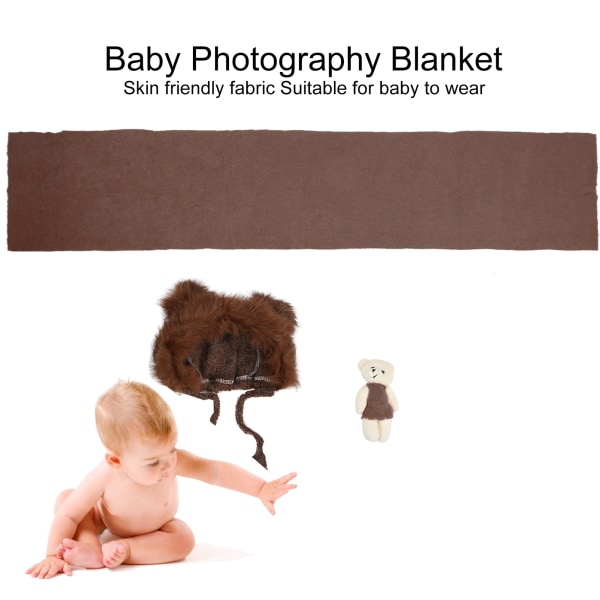 3 st babyfotografering rekvisita hatt filt wrap leksak set kostym kläder för nyfödd spädbarnCoffee