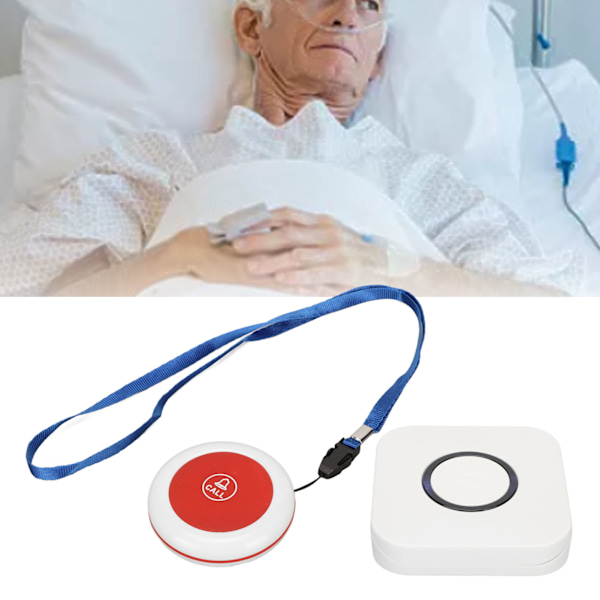 Äldre Fallhjälpsystem, Sjuksköterskelarm med SOS-larm, 350m Räckvidd i Öppet Utrymme, IP55 Vattentät, Volymjusterbar, Patientsövervakningspersonsökare för Hemmet