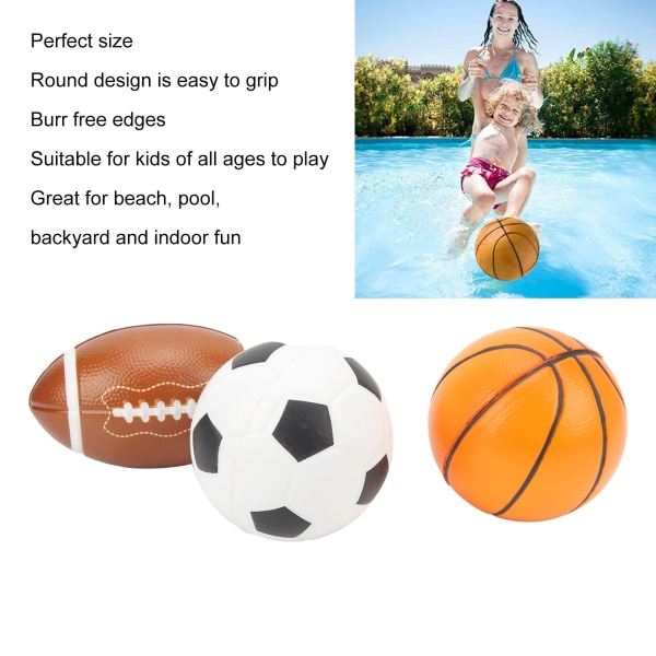 Sportsballsett for barn - Kompakt pedagogisk konkurransedyktig rugbyball fotball basketballsett for småbarn over 3 år