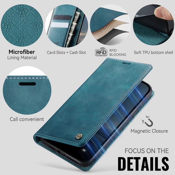 Compatible with iPhone 11 Pro Case CASEME 033 Series RFID Wallet Stand Calf Texture Leather Phone Case