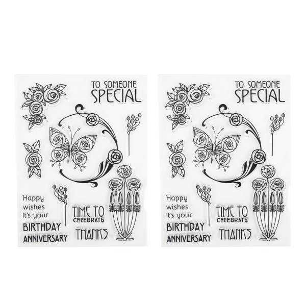 2 STK klare frimærker Sommerfugle Blomst klare aftrykskortfremstilling