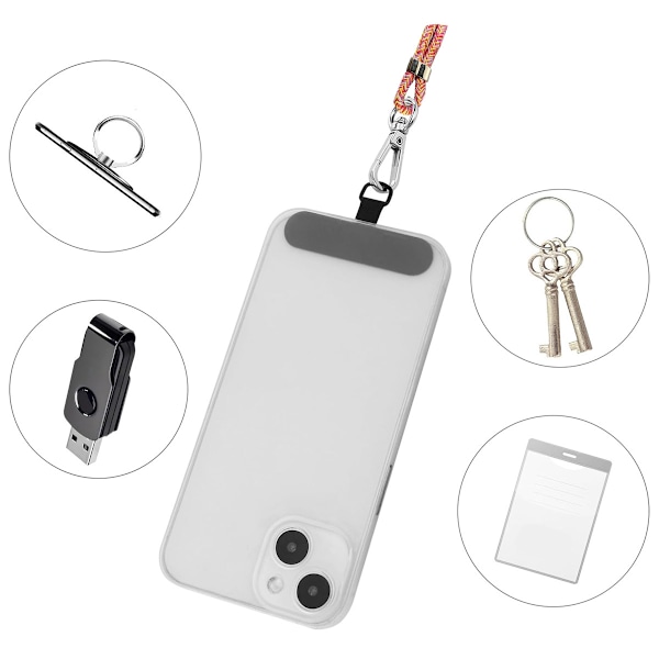 Justerbar Smartphone-rem, Kompatibel med alla mobiltelefoner, Starkt och hållbart nylonmaterial, Universell patch för enkel användning (1 st, Regnbåge)